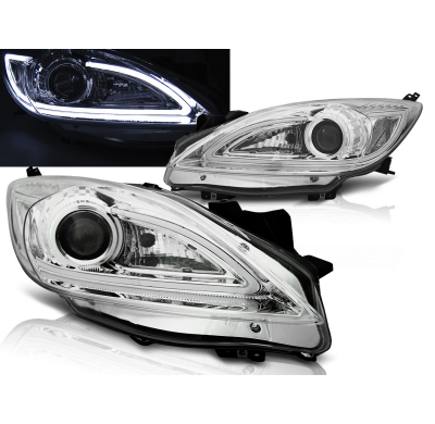 Faros Delanteros Luz Diurna Mazda 3 09-10.13 Tube Light Cromado