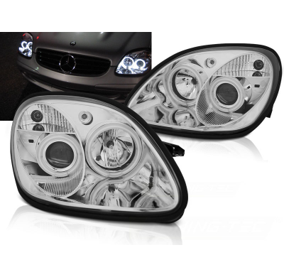 Faros Delanteros Angel Eyes Mercedes R170 Slk 04.96-04 Cromados