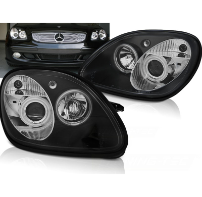 Faros Delanteros Angel Eyes Mercedes R170 Slk 04.96-04 Fondo Negro