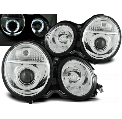 Faros Delanteros Angel Eyes Mercedes W210 E-Klasa 95-05.99 Cromados