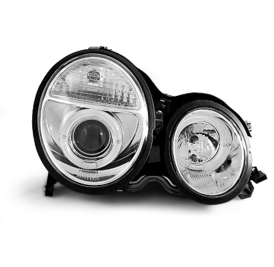 Faros Delanteros Angel Eyes Mercedes W210 E-Klasa 06.99-02 Cromados