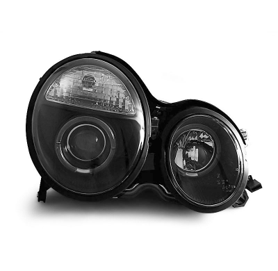 Faros Delanteros Angel Eyes Mercedes W210 E-Klasa 06.99-02 Fondo Negro