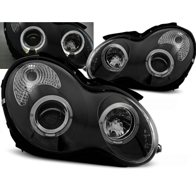 Faros Delanteros Angel Eyes Mercedes W203 C-Klasa 07.00-03.04 Fondo Negro