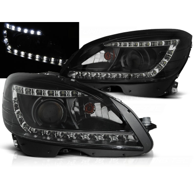 Faros Delanteros Luz Diurna Mercedes W204 07-10 Fondo Negro Xenon D1s