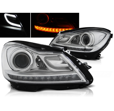 Faros Delanteros Luz Diurna Mercedes W204 11-14 Cromado