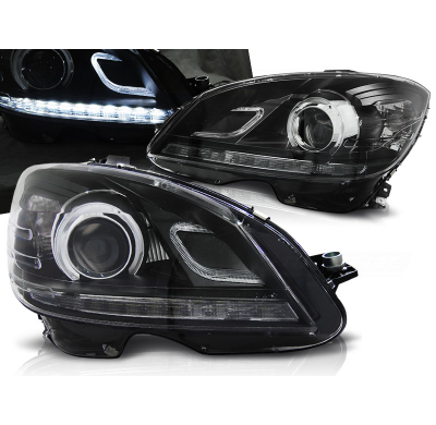 Faros Delanteros Luz Diurna Mercedes W204 07-10 Fondo Negro