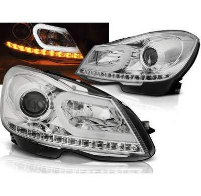 Faros Delanteros Luz Diurna Mercedes W204 11-14cromado Tube Light