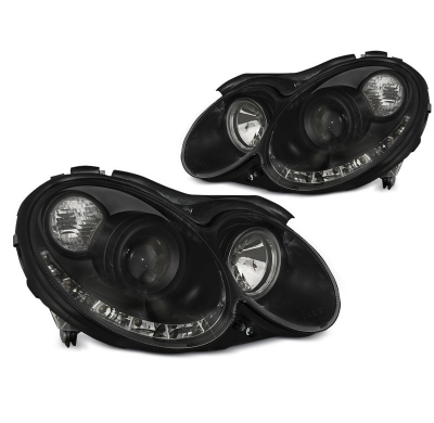 Faros Delanteros Luz Diurna Mercedes Clk W209 03-10 Fondo Negro
