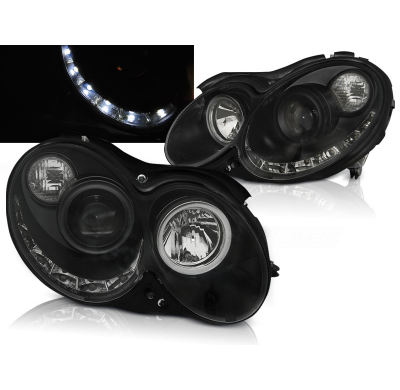 Faros Delanteros Luz Diurna Mercedes Clk W209 03-10 Fondo Negro