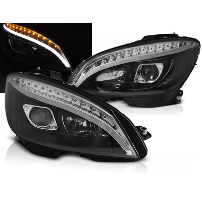 Faros Luz Diurna Mercedes W204 07-10 Black Tube Light H7-Intermitente Dinamico Indicator