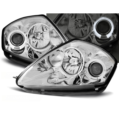 Faros Delanteros Angel Eyes Mitsubishi Eclipse D50 00-05 Cromados