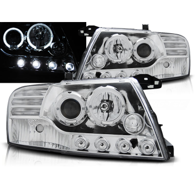 Faros Delanteros Angel Eyes Mitsubishi Pajero V60 01-06 Cromados