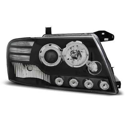 Faros Delanteros Angel Eyes Mitsubishi Pajero V60 01-06 Fondo Negro