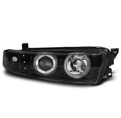 Faros Delanteros Angel Eyes Mitsubishi Galant 8 (Ea0) 96-06 Fondo Negro Ccfl