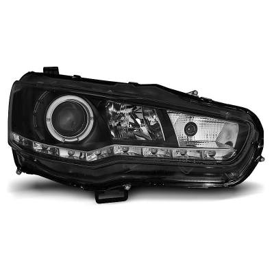 Faros Delanteros Luz Diurna Mitsubishi Lancer 8 08- Fondo Negro