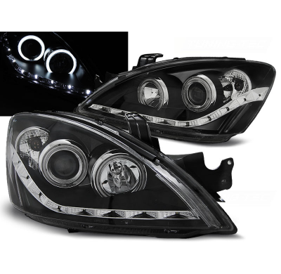 Faros Delanteros Luz Diurna Mitsubishi Lancer 7 04-07 Fondo Negro