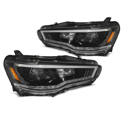 FAROS DELANTEROS MITSUBISHI LANCER 8 08-16 TUBO LUZ NEGRO con intermitente dinamico