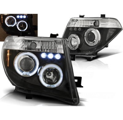 Faros Delanteros Angel Eyes Nissan Navara D40/Pathfinder 05-10 Fondo Negro