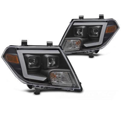 FAROS DELANTEROS NISSAN FRONTIER 10-14 LUCES DE TUBO NEGRAS