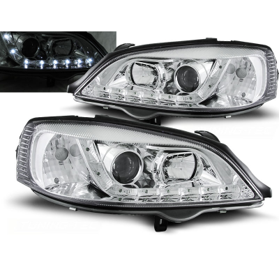 Faros Delanteros Luz Diurna Opel Astra G 09.97-02.04 Cromados