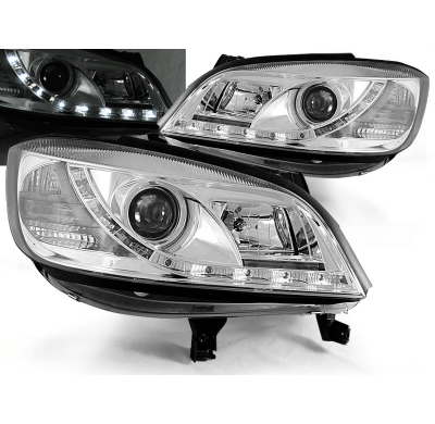 Faros Delanteros Luz Diurna Opel Zafira 04.99-06.05 Cromados
