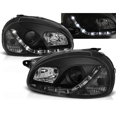 Faros Delanteros Luz Diurna Opel Corsa B 02.93-10.00 Fondo Negro