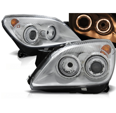 Faros Delanteros Angel Eyes Opel Astra H 03.04-09 Cromados