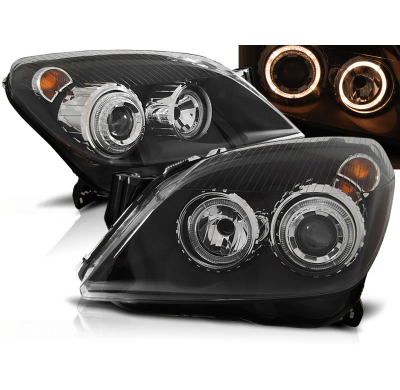 Faros Delanteros Angel Eyes Opel Astra H 03.04-09 Fondo Negro