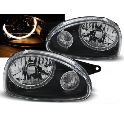 Faros Delanteros Angel Eyes Opel Corsa B 02.93-10.00 Fondo Negro
