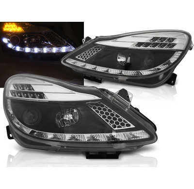 Faros Delanteros Luz Diurna Opel Corsa D 04.06-14 Fondo Negro