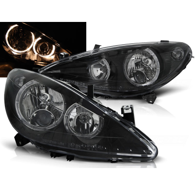 Faros Delanteros Angel Eyes Peugeot 307 04.01-06.05 Fondo Negro