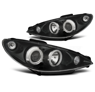 Faros Delanteros Angel Eyes Peugeot 206 02- Fondo Negro Ccfl