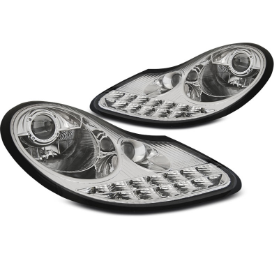 Faros Delanteros Luz Diurna Cromado Para Porsche Boxster 96-04 /911 996