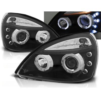 Faros Delanteros Angel Eyes Renault Clio Ii 06.01-09.05 Fondo Negro