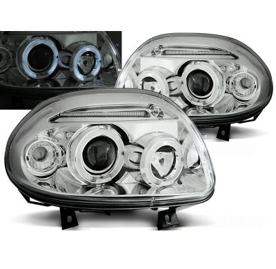 Faros Delanteros Angel Eyes Renault Clio Ii 09.98-05.01 Cromados