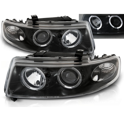 Faros Delanteros Angel Eyes Seat Leon / Toledo 04.99-08.04 Fondo Negro