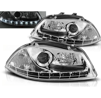 Faros Delanteros Luz Diurna Seat Ibiza 6l 04.02-08 Cromados