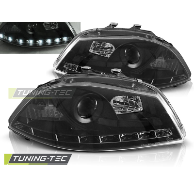 Faros Delanteros Luz Diurna Seat Ibiza 6l 04.02-08 Fondo Negro