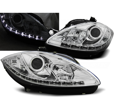 Faros Delanteros Luz Diurna Seat Leon Altea 09-13 Cromados