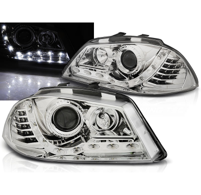 Faros Delanteros Luz Diurna Seat Ibiza 6l 04.02-08 Cromados