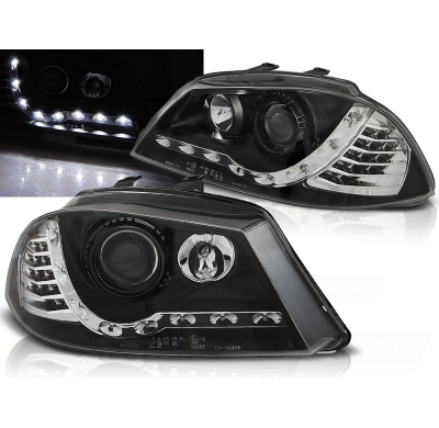 Faros Delanteros Luz Diurna Seat Ibiza 6l 04.02-08 Fondo Negro