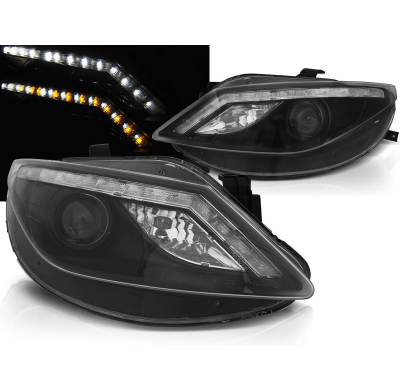 Faros Luz Diurna Seat Ibiza 6j 06.08-12  Intermitente Led Negro