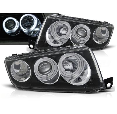 Faros Delanteros Angel Eyes Skoda Fabia I 12.99-08 Fondo Negro