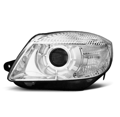 Faros Delanteros Skoda Fabia 07-03.10, Roomster 06-03.10 Fondo Cromado