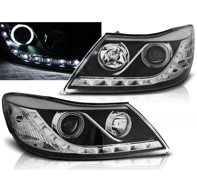 Faros Delanteros Angel Eyes Skoda Octavia 09-12 Faros Delanteros Luz Diurna Fondo Negro