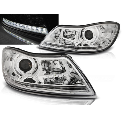 Faros Delanteros Luz Diurna Skoda Octavia 09-12 Cromados