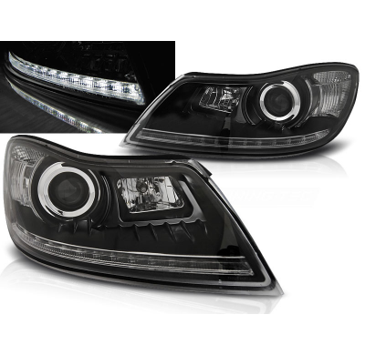 Faros Delanteros Luz Diurna Skoda Octavia 09-12 Fondo Negro