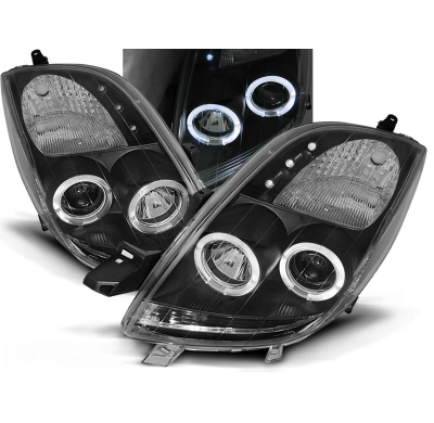 Faros Delanteros Angel Eyes Toyota Yaris 06-09 Fondo Negro