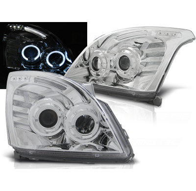 Faros Delanteros Angel Eyes Toyota Land Cruiser 120 03-09 Cromados