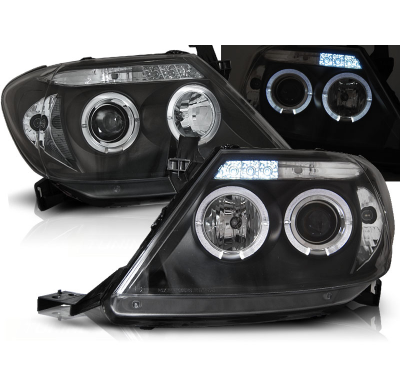 Faros Delanteros Angel Eyes Toyota Hilux 05-11 Fondo Negro